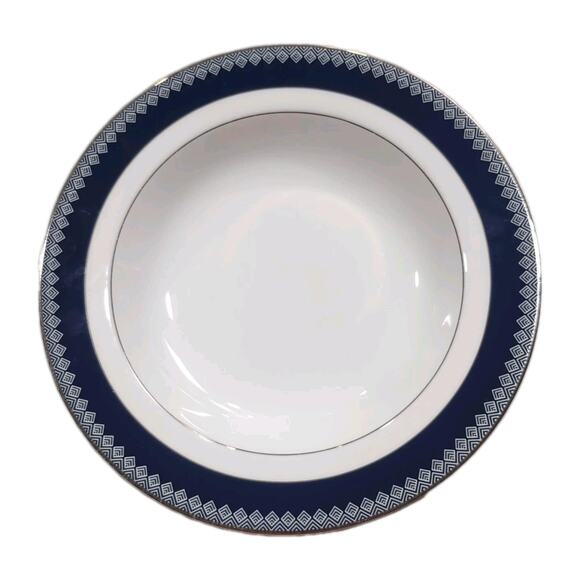 LRL Ralph Lauren Salad Plate Hastings Cobalt Blue White Porcelain Geometric RARE - Picture 1 of 6